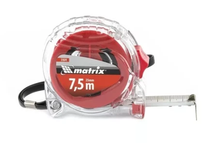 Рулетка 7,5 м х 25 мм MATRIX Crystal корпус из поликарбоната артикул 31074 купить в Когалыме