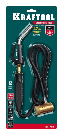 Blue Fire KS-8000  горелка для МАПП / MAPP газа,  с пъезоподжигом, на баллон c резьбовым соединением US 1, 2000°C 55512 купить в Когалыме