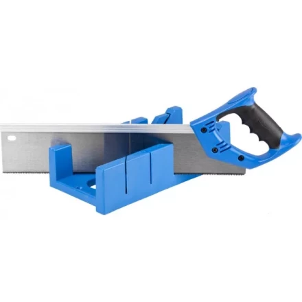 Стусло ЗУБР "ЭКСПЕРТ" пластиковое + ножовка с двухкомпонентной рукояткой, усиленный обушок, для заготовок до 105х55мм, 3 угла запила, ножовка 400мм 15397 купить в Когалыме