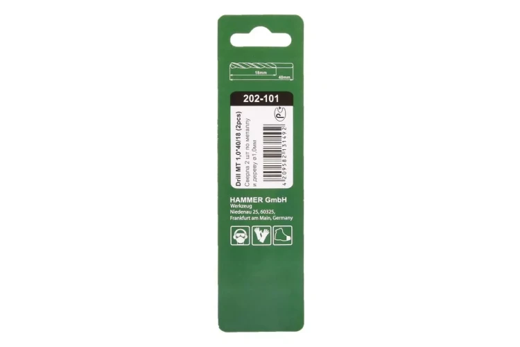 Сверло по металлу HAMMER Ф1х40мм (DR MT 1,0мм*40/18мм 2шт.) купить в Когалыме