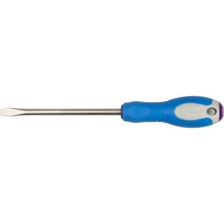 Отвертка ЗУБР, Cr-V сталь, трехкомпонентная рукоятка, цветовая индикация типа шлица, SL, 8,0x150мм 25251-8.0-150 купить в Когалыме