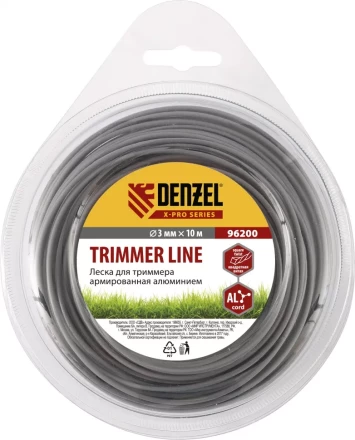 Леска для триммера армированная алюминием X-Pro квадрат витой 3 мм х 10 м блистер Россия Denzel 96200 купить в Когалыме