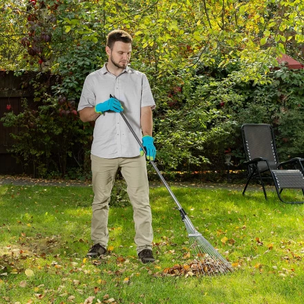 Грабли веерные стальные Palisad, 190 - 520 х 1200 - 1500 мм, 15 зубьев, раздвижные, стальной черенок, 6175655 купить в Когалыме