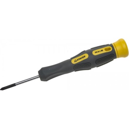 Отвертка STAYER &quot;PROFESSIONAL&quot; &quot;MAX-GRIP&quot; для точн работ, Cr-V, двухкомп рукоятка, магнит наконечник, PH №0x40мм 25826-0-040 G купить в Когалыме