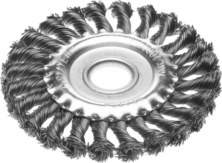 STAYER "PROFESSIONAL". Щетка дисковая для УШМ, жгутированная стальная проволока 0,5мм, 125ммх22мм 35120-125 купить в Когалыме