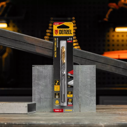 Сверло спиральное по металлу Denzel, 11 x 142 мм, Р6М5, Golden Tip, 718243 купить в Когалыме