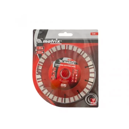 Диск алмазный отрезной Турбо-сегментный 125 х 22,2 мм сухая резка MATRIX Professional 73142 купить в Когалыме