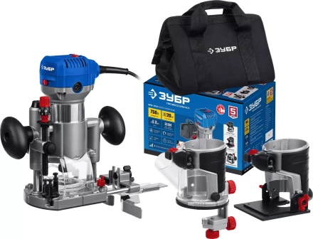 ЗУБР 750 Вт, кромочный фрезер, сумка, 3 основания, Профессионал (ФПК-750Н) купить в Когалыме