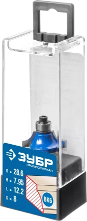 ЗУБР 28.6 x 12.2 мм, радиус 8 мм, фреза кромочная калевочная №1, Профессионал (28700-28.6) купить в Когалыме