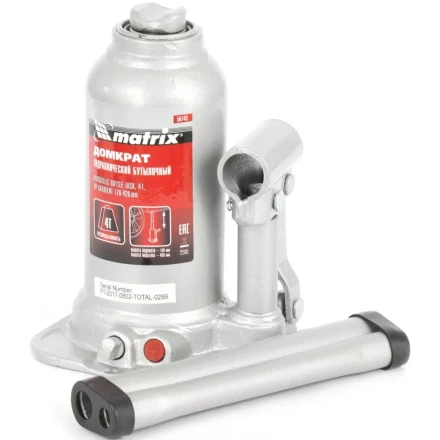 Домкрат гидравлический бутылочный телескопический 4 т подъем 170-420 мм MATRIX 50743 купить в Когалыме