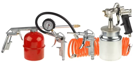 Набор пневматический STAYER "MASTER" универсальный: краскораспылитель с нижним бачком, пистолеты, пневмошланг, 5 предм 06487-H5 купить в Когалыме