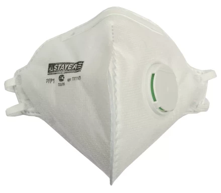 Полумаска фильтрующая STAYER "PROFI" плоская многослойная с клапаном, класс защиты FFP1 11113 купить в Когалыме