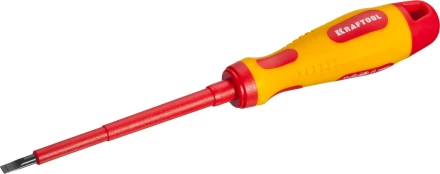 Отвертка KRAFTOOL, высоковольтная, Cr-Mo-V стержень, двухкомпонент. маслобензостойкая рукоятка, SL, 4,0х100мм 250083-4.0-100 купить в Когалыме
