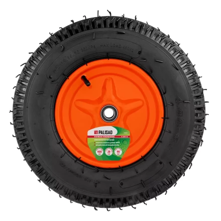 Колесо пневматическое усиленное Palisad 69081, шина 8PR, 4.00-8 D400 мм, внутренний диаметр подшипника 20 мм, длина оси 90 мм купить в Когалыме