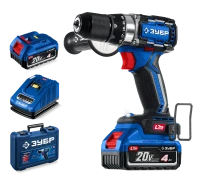 Бесщеточная дрель-шуруповерт Зубр, 2 АКБ LMS (4 Ач), в кейсе DB-70-42 серия «ПРОФЕССИОНАЛ»