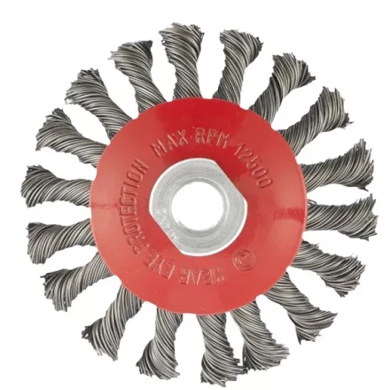 Щетка для УШМ 115 мм М14 "тарелка" крученая проволока 0,5 мм MATRIX 74610 купить в Когалыме