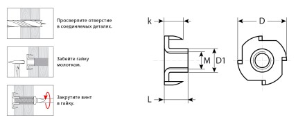 ЗУБР DIN 1624, M5 x 8 мм, цинк, 5 кг, врезная гайка (303780-05) купить в Когалыме