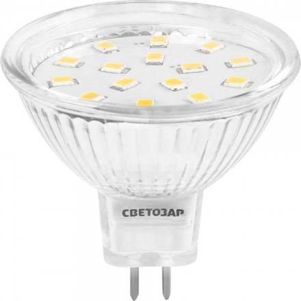 Лампа СВЕТОЗАР светодиодная &quot;LED technology&quot;, цоколь GU5.3, теплый белый свет (3000К), 220В, 3Вт (25) 44550-25_z01 купить в Когалыме