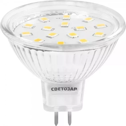 Лампа СВЕТОЗАР светодиодная "LED technology", цоколь GU5.3, теплый белый свет (3000К), 220В, 3Вт (25) 44550-25_z01 купить в Когалыме