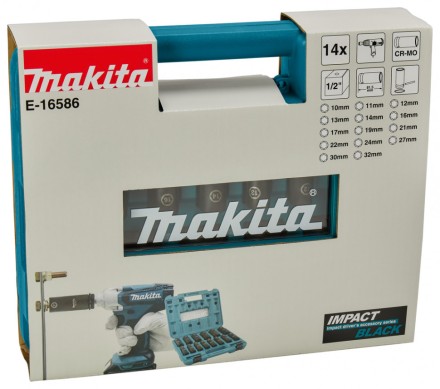Набор ударных головок Impact Black Makita 1/2, 14 шт Makita E-16586 купить в Когалыме