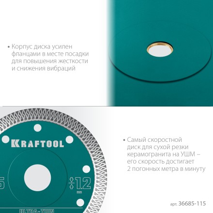 Диск алмазный для УШМ и плиткорезов супертонкие  ULTRA-THIN 36685-115 купить в Когалыме