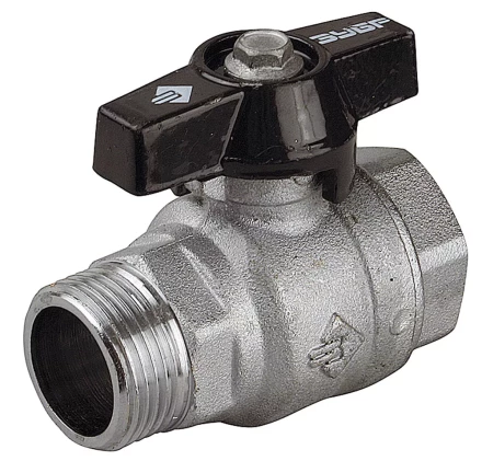 Кран шаровой ЗУБР полнопроходной "мама-папа", бабочка, хромиров латунь, 3/4" 4-51324-C-3/4 купить в Когалыме