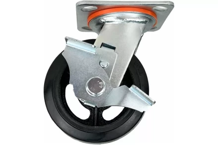 Аппаратное поворотное колесо большегрузное с тормозом HITCH 152*50 резина черная SCdb63 (SZ085006) купить в Когалыме