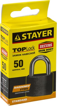 Замок STAYER &quot;STANDARD&quot; навесной, металлический корпус, закаленная дужка, 50 мм 37160-50 купить в Когалыме