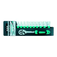 Набор торцевых головок 1/4 головки 4-13 мм с трещоточным ключом CrV 11 предм STELS 14125