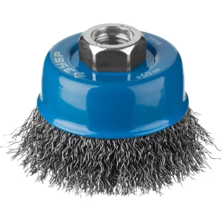 ЗУБР "ПРОФЕССИОНАЛ". Щетка чашечная для УШМ, витая стальная проволока 0,3мм, 60ммхМ14 35261-060_z02 купить в Когалыме
