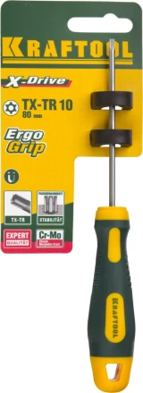 Отвертка KRAFTOOL, Cr-Mo-V сталь, двухкомпонентная противоскользящая рукоятка, TORX Hole, №10x80мм 250077-10-080 купить в Когалыме