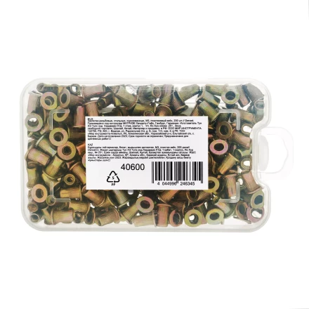 Заклепки резьбовые, стальные, оцинкованные, М3, пластиковый кейс, 200 шт. Denzel 40600 купить в Когалыме