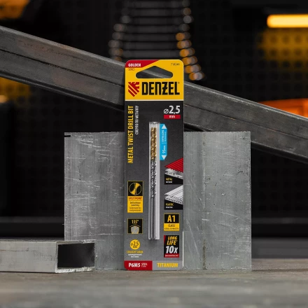 Сверло спиральное по металлу 2,5 х 95 мм Р6М5, Golden Tip, удлиненное, 2шт. Denzel 718246 купить в Когалыме