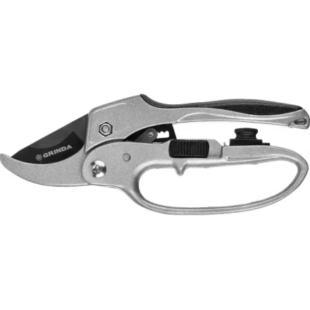 Секатор GRINDA алюминиевые ручки, храповый механизм, с эфесом, округлые лезвия, 200мм 8-423034 купить в Когалыме