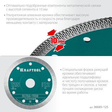Диск алмазный для УШМ и плиткорезов супертонкие  ULTRA-THIN 36685-125 купить в Когалыме