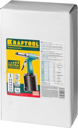 Заклепочник пневматический KRAFTOOL INDUSTRIE-PNEUMO для заклёпок из алюминия, стали, нерж. стали, d=2,4 / 3,2 / 4,0 / 4,8 / 6,4 мм 31185_z01 купить в Когалыме