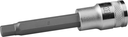 Торцовая бита-головка KRAFTOOL "INDUSTRIE QUALITAT", удлиненная, материал S2, HEX, сатинированная, 1/2", H8 27909-08_z01 купить в Когалыме