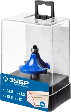 ЗУБР 44.5 x 21.5 мм, радиус 15.9 мм, фреза кромочная калевочная №1, Профессионал (28700-44.5) купить в Когалыме