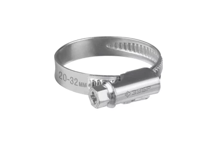 ЗУБР Х-9Н, 20 - 32 мм, накатная лента 9 мм, цинк, 50 шт, червячный хомут (37807-32) купить в Когалыме