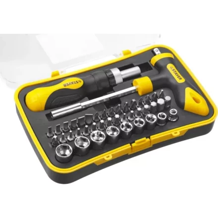 Набор STAYER "MASTER" "HERCULES": Отвертка реверсивная, Т-образная отвертка-битодержатель, адаптер для торц голов, 43 предм 25084-H43 купить в Когалыме