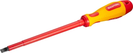 Отвертка KRAFTOOL, высоковольтная, Cr-Mo-V стержень, двухкомпонент. маслобензостойкая рукоятка, SL, 8,0х175мм 250083-8.0-175 купить в Когалыме