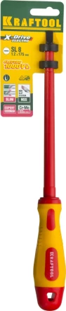 Отвертка KRAFTOOL, высоковольтная, Cr-Mo-V стержень, двухкомпонент. маслобензостойкая рукоятка, SL, 8,0х175мм 250083-8.0-175 купить в Когалыме
