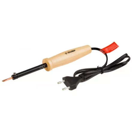 Электропаяльник ЗУБР "МАСТЕР" с деревянной рукояткой и долговечным жалом, форма клин, 40Вт 55405-40_z01 купить в Когалыме