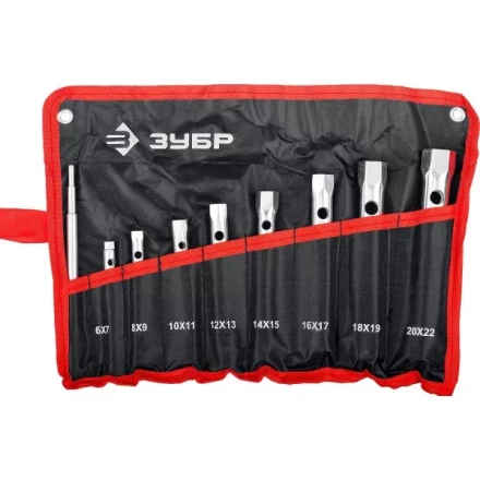 Набор ЗУБР "МАСТЕР": Ключи торцовые, трубчатые двухсторонние, 6-22мм, с воротком, 9шт 27162-H9 купить в Когалыме