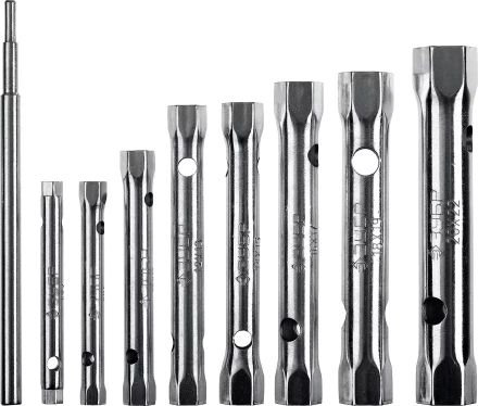 Набор ЗУБР "МАСТЕР": Ключи торцовые, трубчатые двухсторонние, 6-22мм, с воротком, 9шт 27162-H9 купить в Когалыме