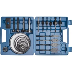 Набор ЗУБР "ЭКСПЕРТ" Коронки по дереву 19-127мм, державка 19-30мм, державка с опорн. осн., ключ имбус., сверла, 28 пред 29555-H28