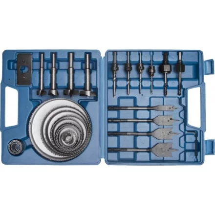 Набор ЗУБР "ЭКСПЕРТ" Коронки по дереву 19-127мм, державка 19-30мм, державка с опорн. осн., ключ имбус., сверла, 28 пред 29555-H28 купить в Когалыме