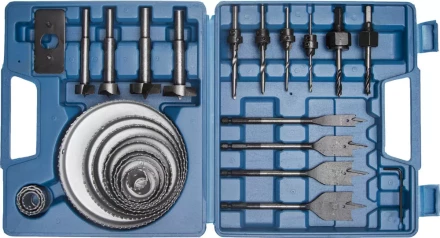 Набор ЗУБР "ЭКСПЕРТ" Коронки по дереву 19-127мм, державка 19-30мм, державка с опорн. осн., ключ имбус., сверла, 28 пред 29555-H28 купить в Когалыме