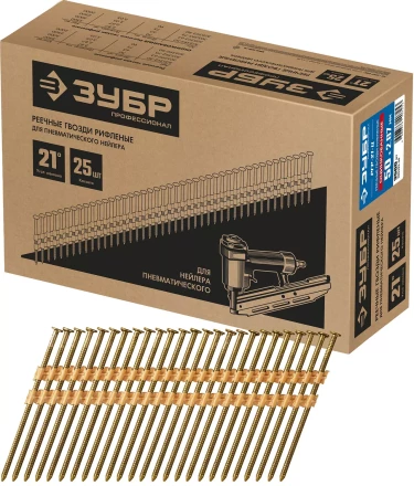 ЗУБР SN21 50 х 2.87 мм, реечные гвозди рифленые оцинкованные, 3500 шт (305393-50) купить в Когалыме