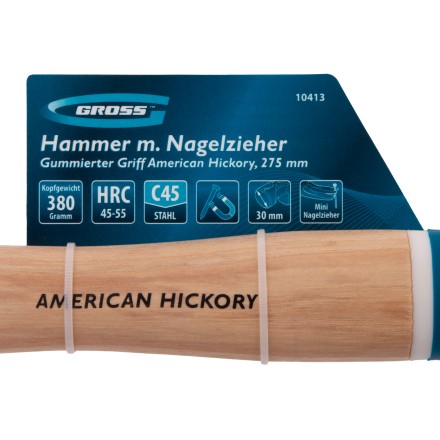 Молоток-гвоздодер GROSS 10413, 380 г, угол 75, магнит, обрезиненная рукоятка American Hickory купить в Когалыме